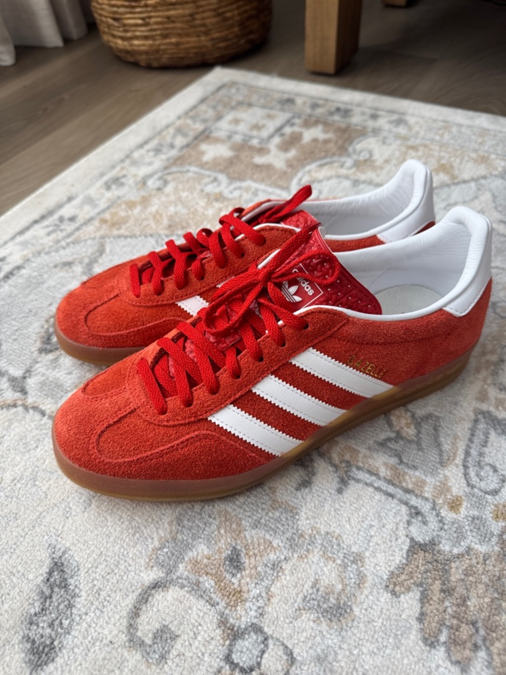 Adidas Burnt Orange Suede Sneakers with White Stripes